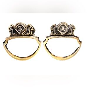 Set of 2 Ajax 957 Satin Antique Brass Cab Door Drawer Pull Handles 1" On Center